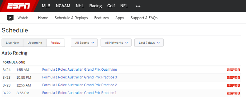 Illustration for article titled F1 on ESPN - all replays are available